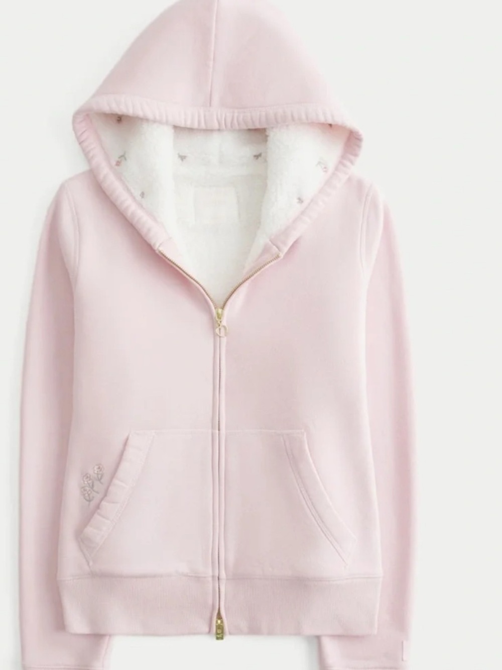 Hollister x CROCS sherpa-lined zip-up hoodie in pastel pink Size S